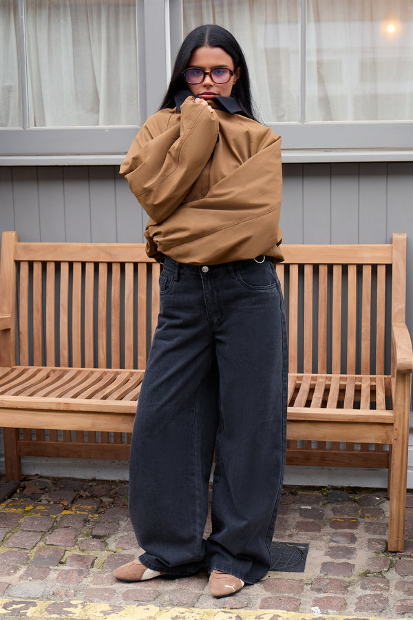 Kaiia Drawcord Hem Technical Jacket Camel
