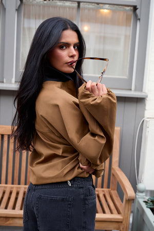 Kaiia Drawcord Hem Technical Jacket Camel