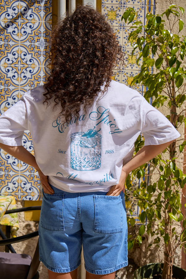Kaiia Margarita Graphic Oversized T-shirt White