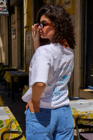 Kaiia Margarita Graphic Oversized T-shirt White
