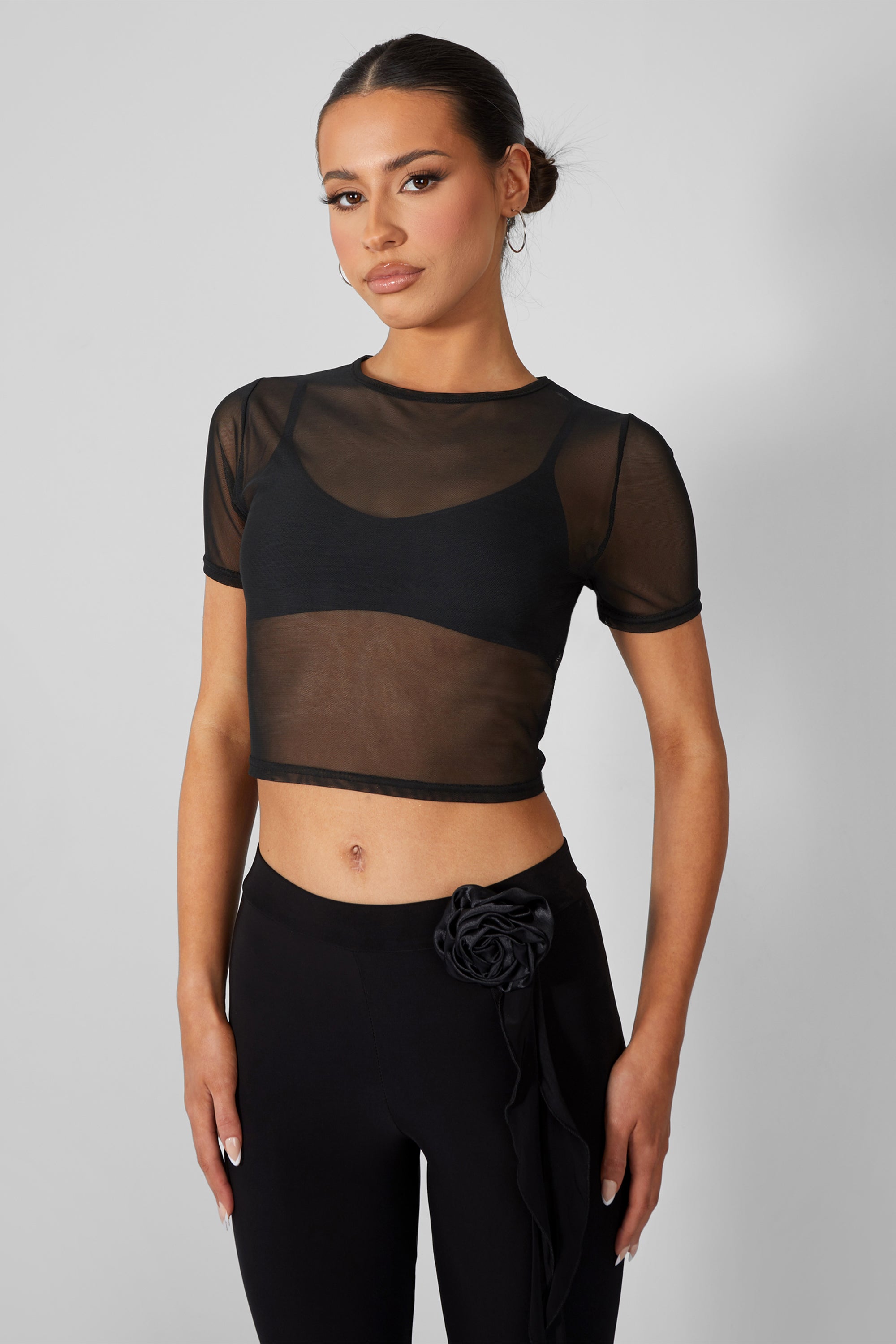 MESH FITTED T-SHIRT BLACK