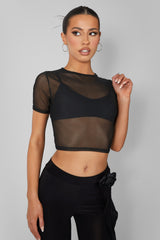 MESH FITTED T-SHIRT BLACK