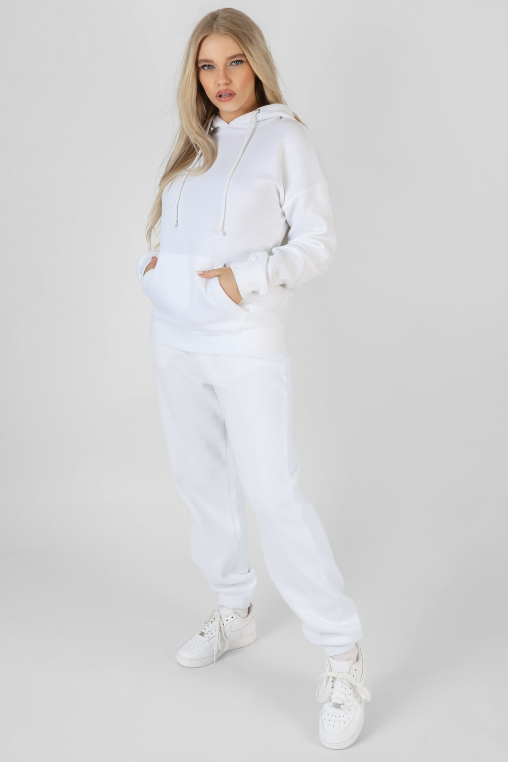 OVERSIZED HOODIE WITH FRONT POCKET WHITE