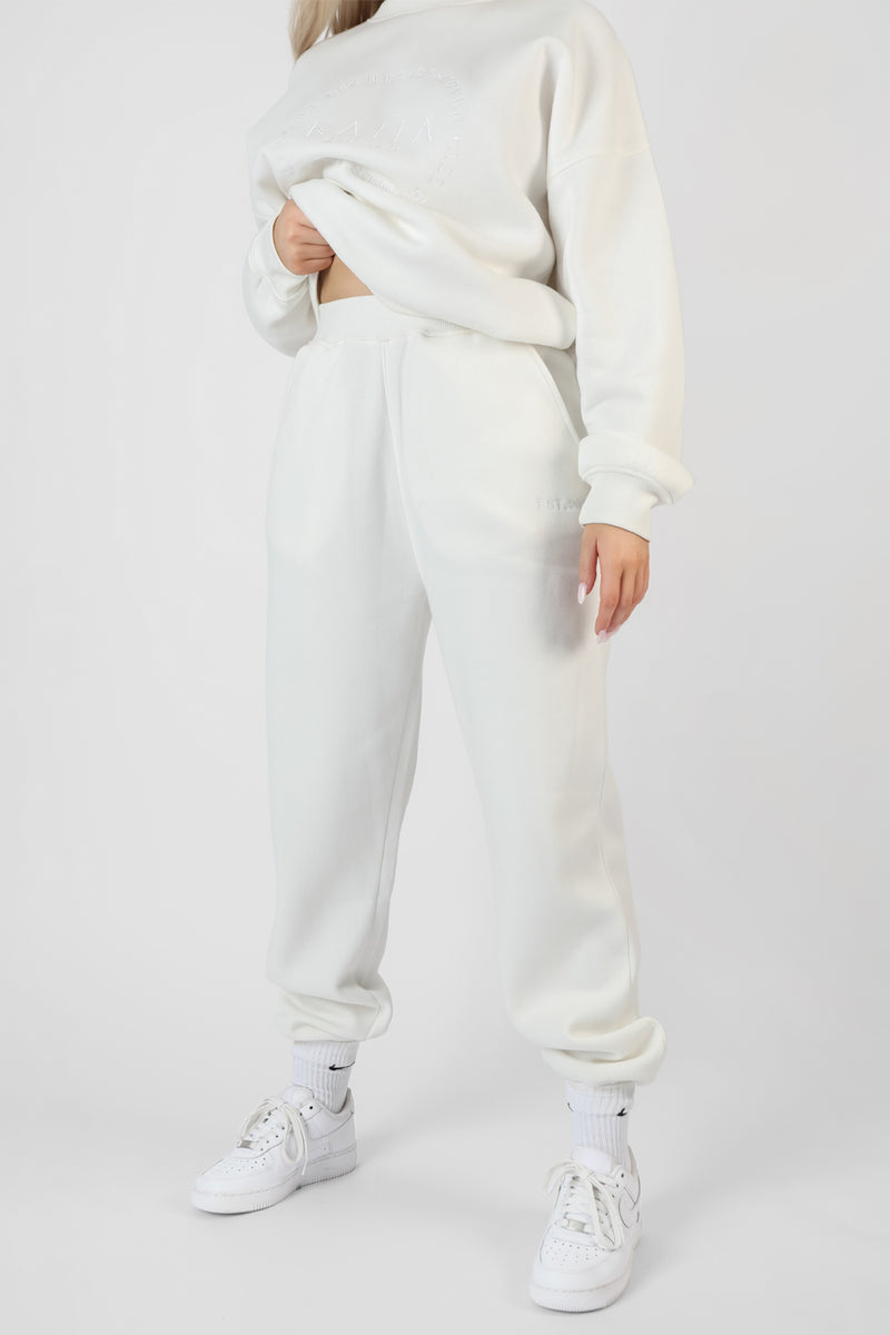 TONAL EMBROIDERY JOGGERS ECRU