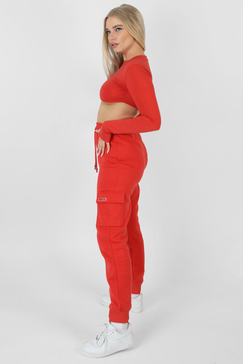 LONG SLEEVE UNDERBUST TOP RED