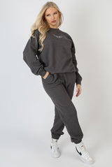 KAIIA EMBROIDERED JOGGERS WASHED CHARCOAL