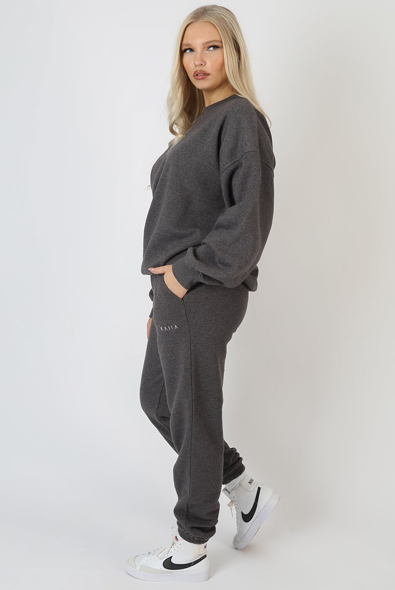 KAIIA EMBROIDERED JOGGERS WASHED CHARCOAL
