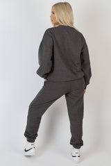 KAIIA EMBROIDERED JOGGERS WASHED CHARCOAL