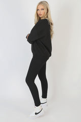 MICHIGAN EMBROIDERED SLOGAN OVERSIZED SWEATSHIRT BLACK
