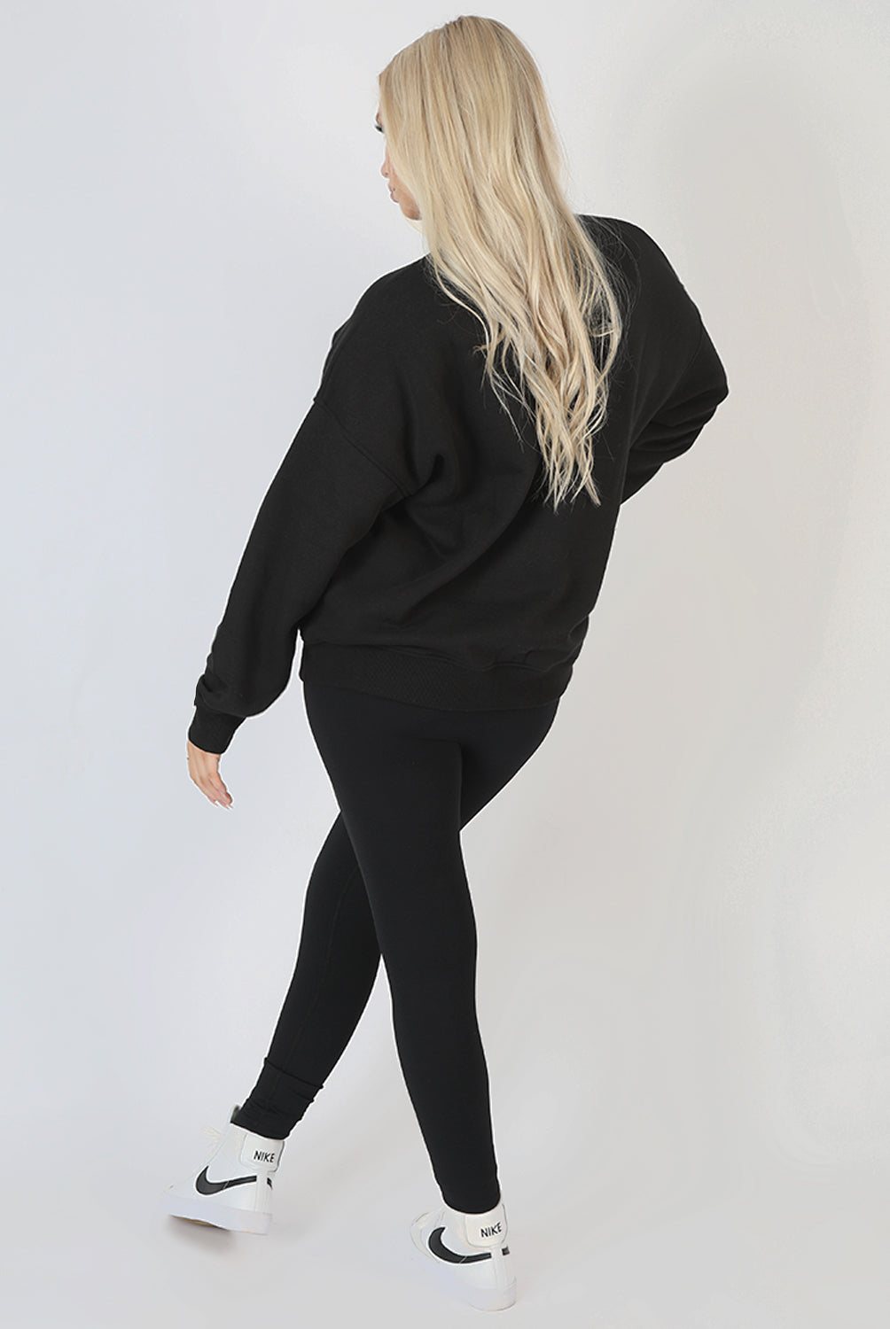 MICHIGAN EMBROIDERED SLOGAN OVERSIZED SWEATSHIRT BLACK