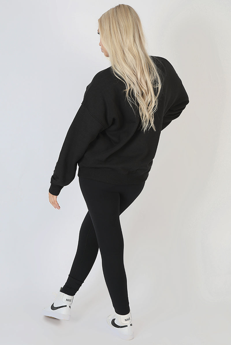 MICHIGAN EMBROIDERED SLOGAN OVERSIZED SWEATSHIRT BLACK