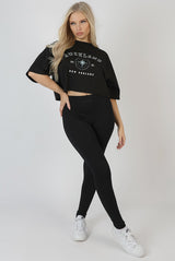 AUCKLAND SLOGAN CROP TOP BLACK