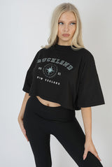 AUCKLAND SLOGAN CROP TOP BLACK