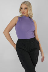 HIGH NECK RIB BODYSUIT VIOLET
