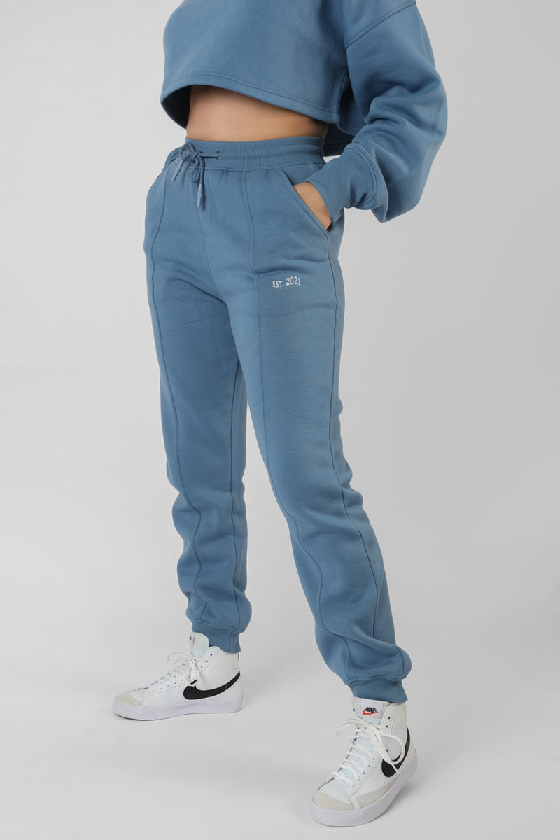 BE YOUR OWN MUSE WAVE PRINT JOGGERS BLUE