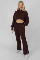 KAIIA TONAL EMBROIDERED JOGGERS DARK BROWN