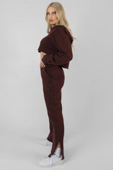 KAIIA TONAL EMBROIDERED JOGGERS DARK BROWN