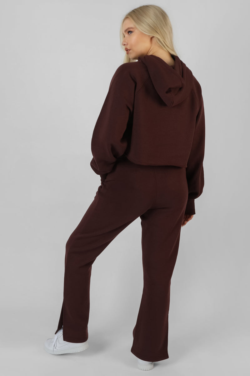 KAIIA TONAL EMBROIDERED JOGGERS DARK BROWN