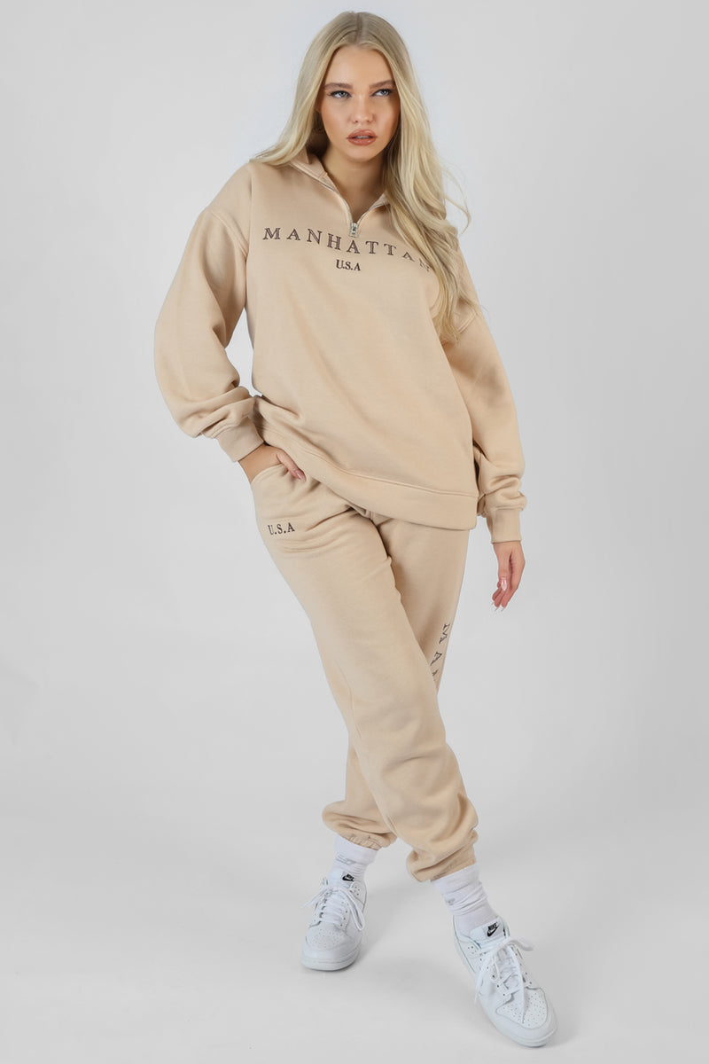 MANHATTAN SLOGAN 90S JOGGERS STONE