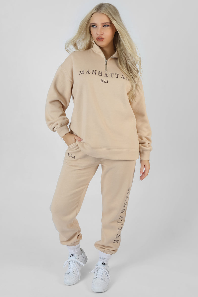 MANHATTAN SLOGAN 90S JOGGERS STONE
