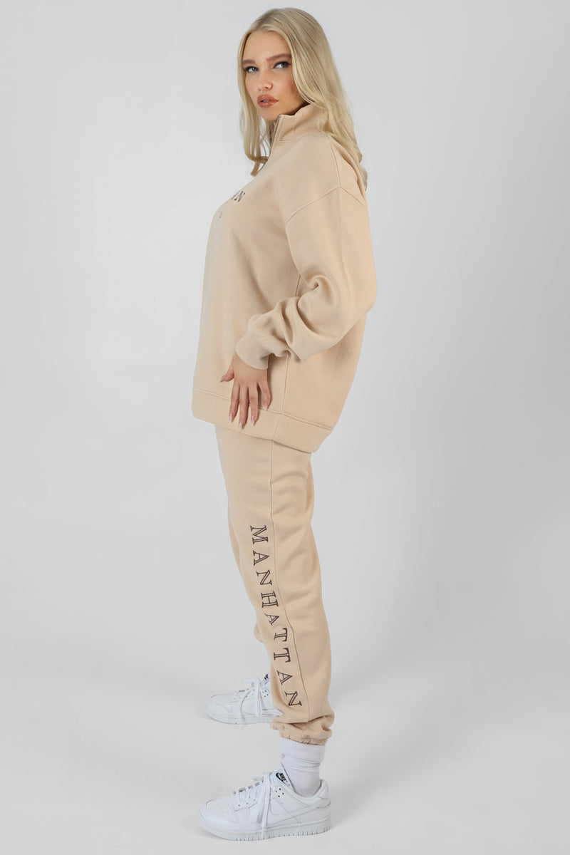 MANHATTAN SLOGAN 90S JOGGERS STONE