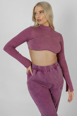 ATHLEISURE HIGH NECK UNDERBUST TOP PURPLE