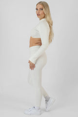 ATHLEISURE HIGH NECK UNDERBUST TOP WHITE