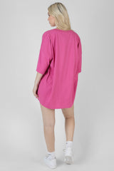 PHILADELPHIA EMBROIDERED T SHIRT DRESS MAGENTA