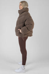 BORG PUFFER JACKET TAUPE