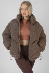 BORG PUFFER JACKET TAUPE