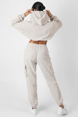 CORD POCKET DETAIL JOGGERS ECRU