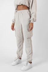 CORD POCKET DETAIL JOGGERS ECRU