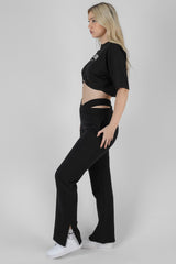 MELBOURNE BULL RING HEM CROPPED T-SHIRT BLACK