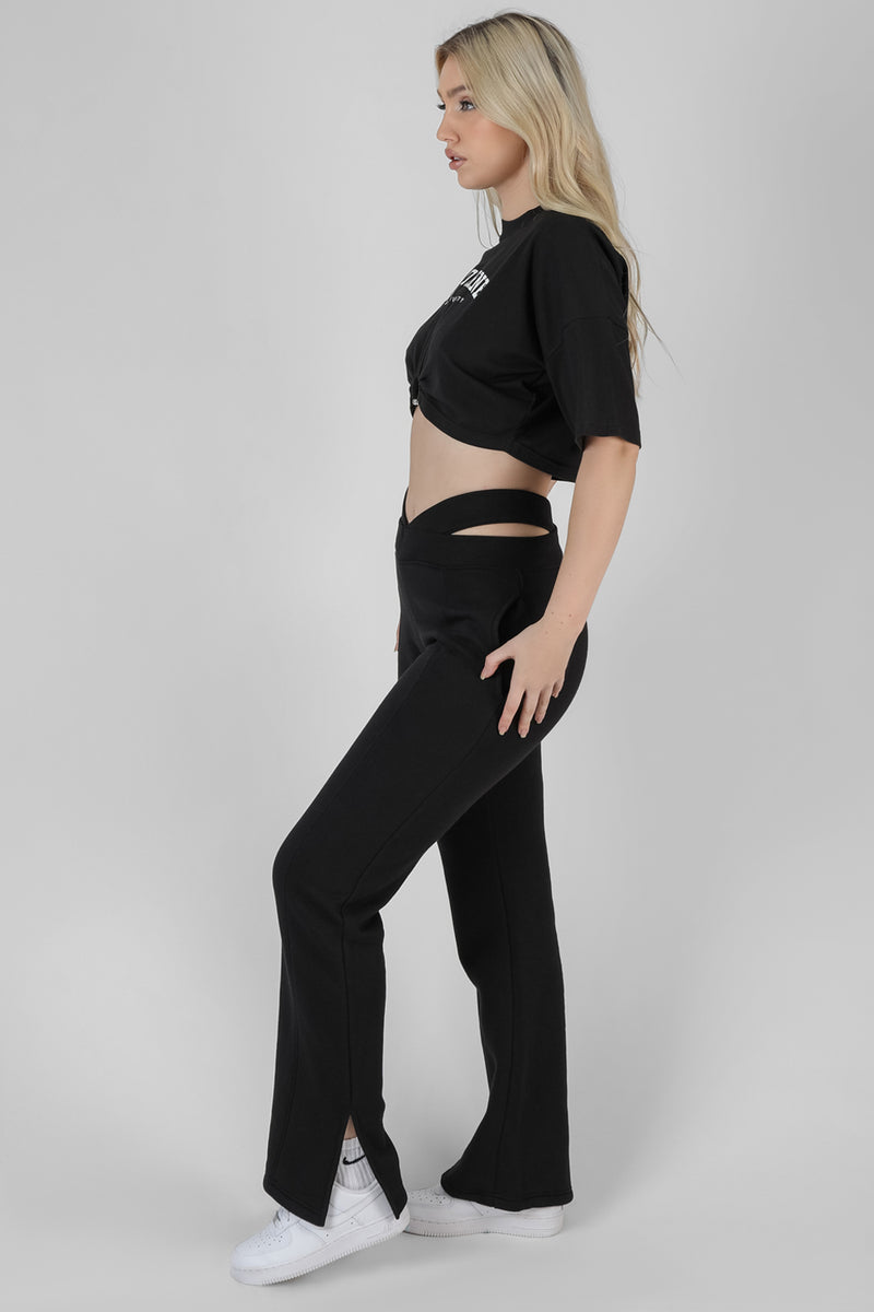 MELBOURNE BULL RING HEM CROPPED T-SHIRT BLACK