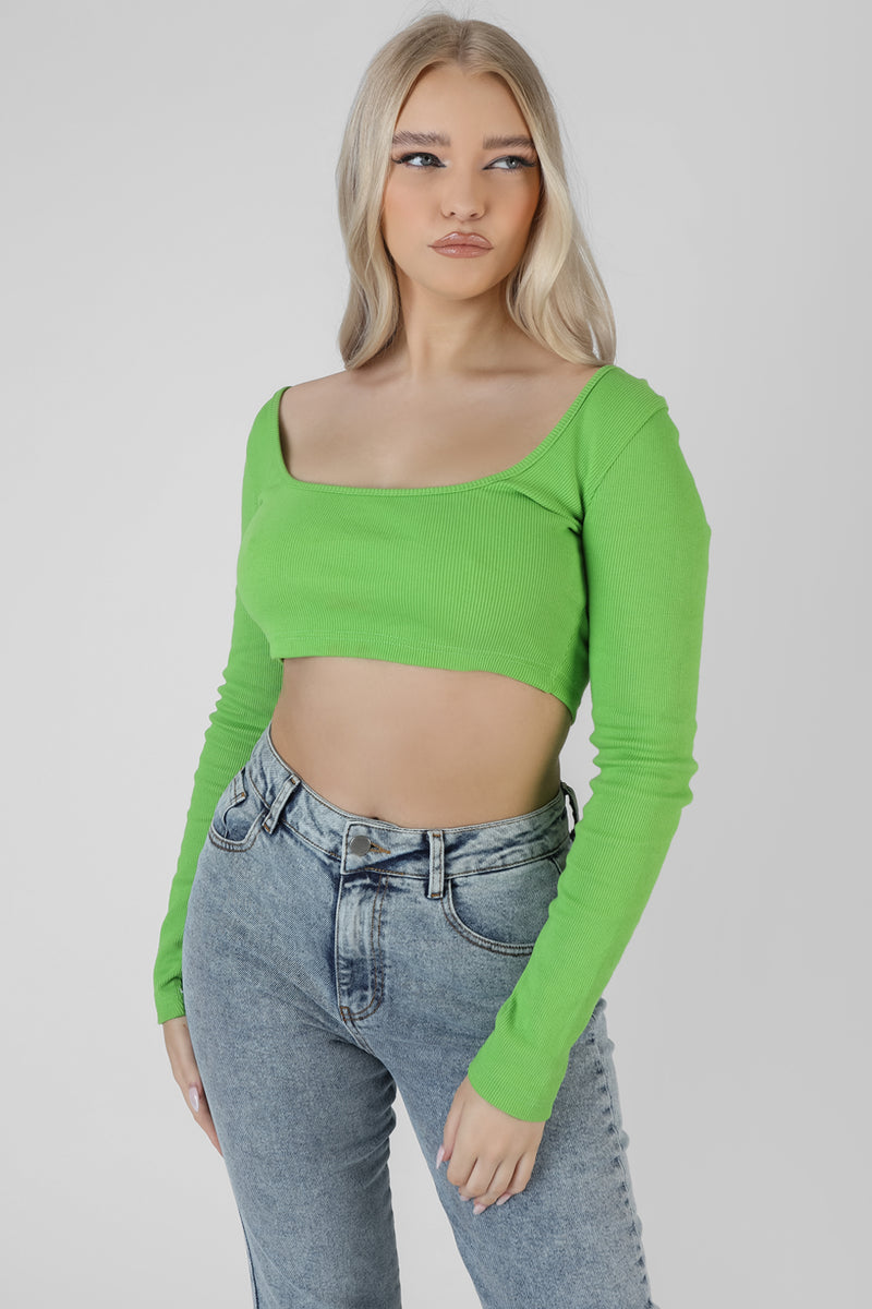 Neon square neck crop top hot sale