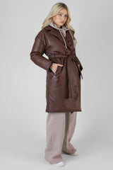 PADDED PU TRENCH CHOCOLATE