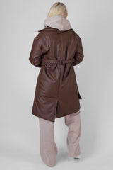 PADDED PU TRENCH CHOCOLATE