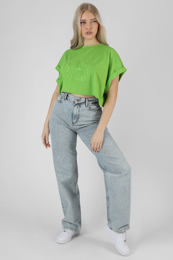 BOXY OVERSIZED CROPPED T-SHIRT GREEN