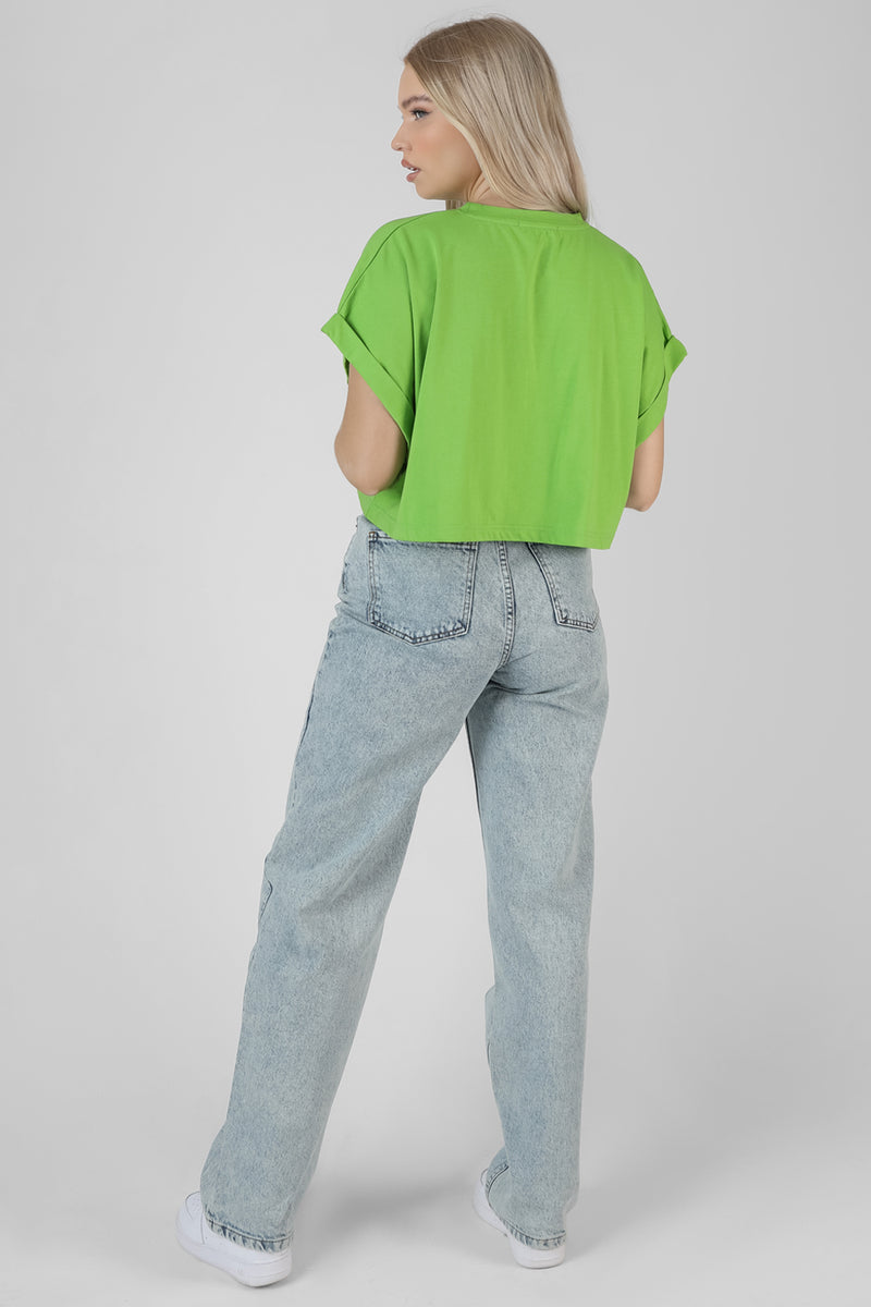 BOXY OVERSIZED CROPPED T-SHIRT GREEN