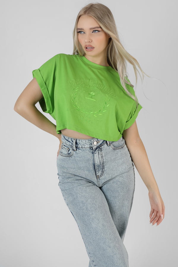 BOXY OVERSIZED CROPPED T-SHIRT GREEN