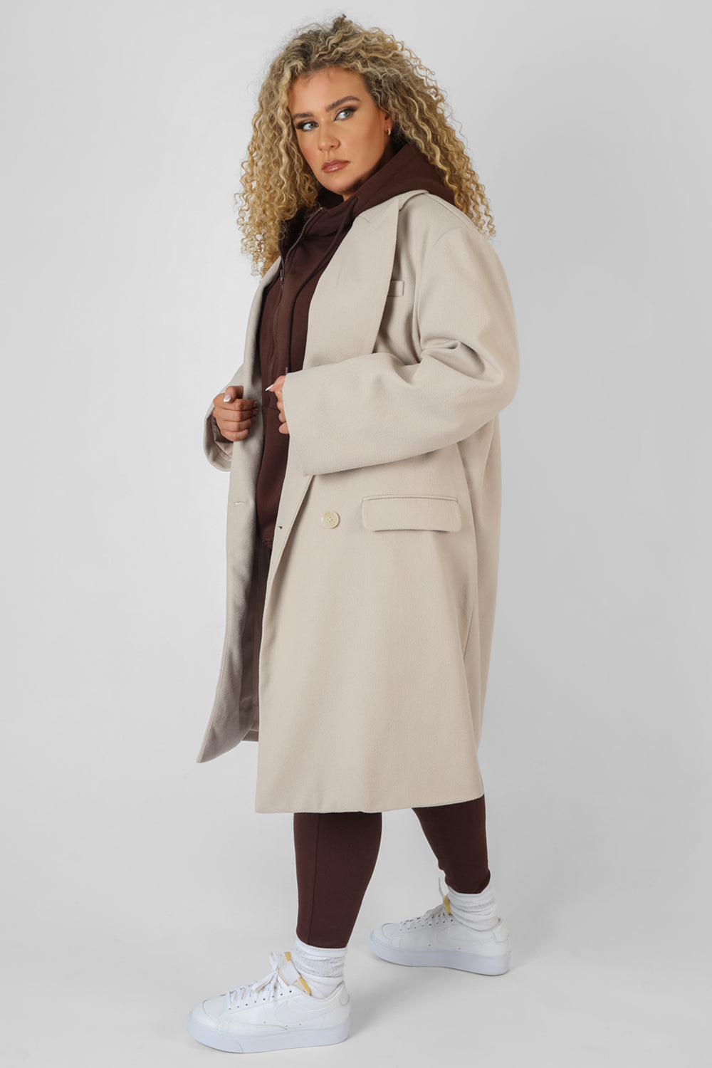 Nude longline coat shop