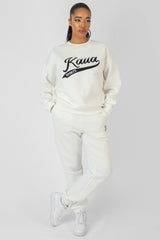 VARSITY EMBROIDERY SWEATSHIRT ECRU
