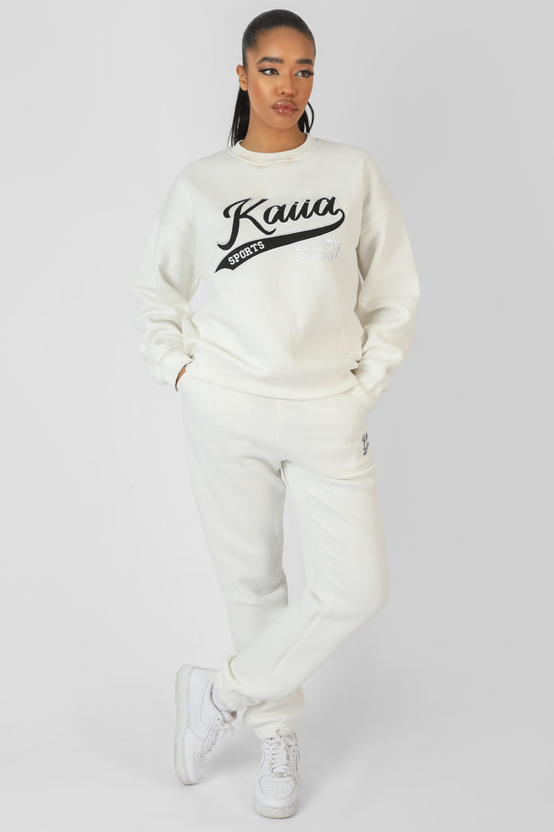 VARSITY EMBROIDERY SWEATSHIRT ECRU