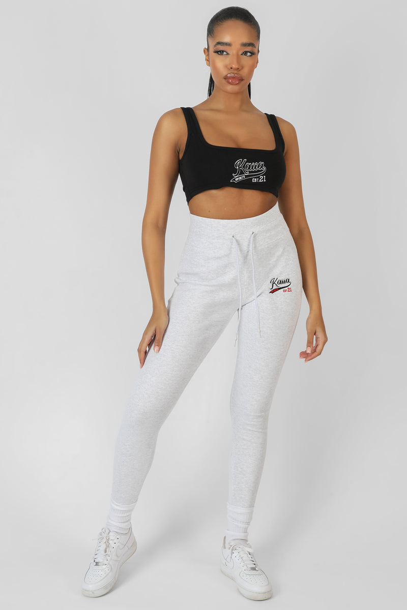 VARSITY EMBROIDERY CROP TOP BLACK