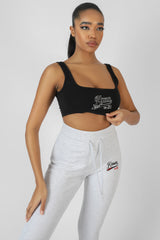 VARSITY EMBROIDERY CROP TOP BLACK