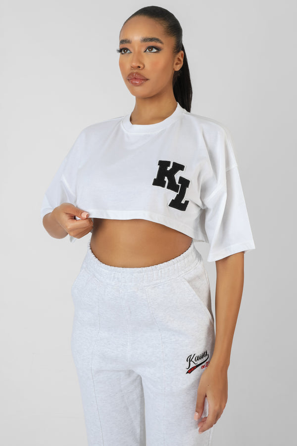 VARSITY SUPER CROPPED T-SHIRT WHITE