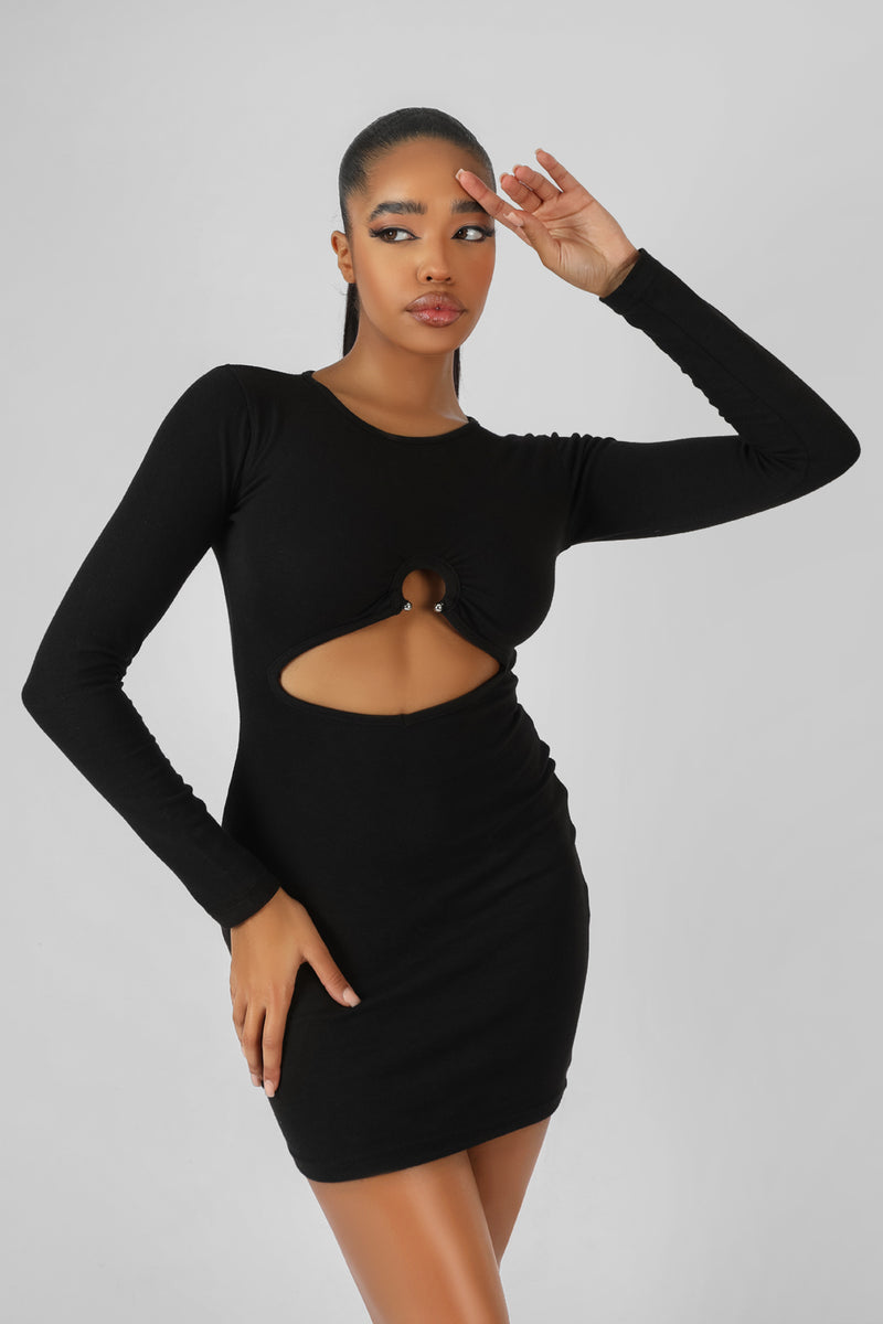 Ring Detail Cut Out Mini Dress, 44% OFF