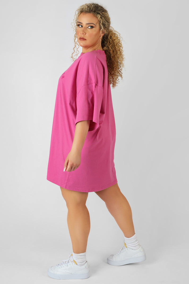 CURVE PHILADELPHIA EMBROIDERED T SHIRT DRESS MAGENTA