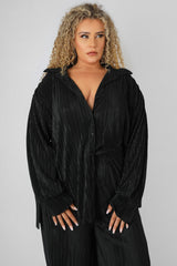 CURVE OVERSIZED PLISSE SHIRT BLACK