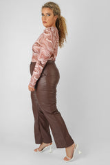 CURVE PRINTED MESH HIGH NECK BODYSUIT